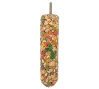 Palito de Snack para Loros Percha Colgante y Textura | Madera y Metal, Mezcla Granos, se Cuelga o Apoya en Barras, para Aves Pequeñas