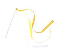Palitos con cintas de colores variados， 20 pcs Multicolor Dancing Ribbon Wands With Bells And Streamers For Wedding Parties(Yellow)