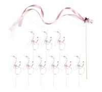Palitos con cintas de colores variados， 20 Pcs White And Pink Ribbon Wands And Streamers For Wedding Party Dance(Pink)
