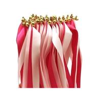 Palitos con cintas de colores variados， Multicolor Wedding Wands With Bells Streamers For Party Dance Ribbons 20pcs Or 50pcs Pack(Pink,20pcs)