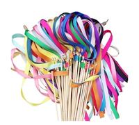 Palitos con cintas de colores variados， Ribbon Wedding Wands With Gold Bells For Rhythmic Dance Mixed Colors Pack Of 50 Or 20 Pcs(50pcs)