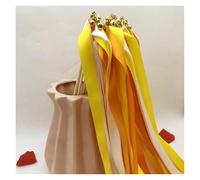 Palitos con cintas de colores variados， Varitas de cinta seda multicolor 10/30/50 piezas Decoraciones for fiestas Danza rítmica(Colour F,50pcs)