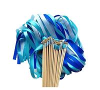 Palitos con cintas de colores variados， Wedding Party Dance Ribbon Wands Bells Streamers Multicolor Pack Of 20 Or 50 pcs(Blue,50pcs)
