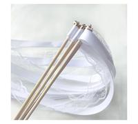 Palitos con cintas de colores variados， White Lace Ribbon Wands With Gold Bells For Wedding Party Fairy And Dance 20pcs Or 50pcs(20pcs)