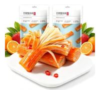 Palitos de cangrejo desgarrados a mano 120 g × 2 bolsas | Merienda picante con sabor a mariscos, surimi de pescado tierno