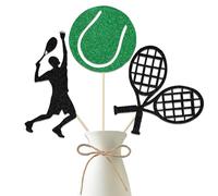 Palitos de centro de mesa de tenis, decoración de fiesta de cumpleaños temática deportiva de tenis, You Got Served, pelota de raqueta de tenis, baby shower, fiesta, suministros de boda, negro y verde,
