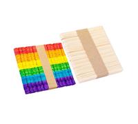 Palitos de Helado de Madera 100 Piezas Redondos | Fáciles de Pintar y Lavar, Ideales para Paletas, Proyectos Diy, Piezas Pequeñas, Acabado Blanco y Colorido