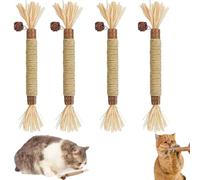 Palitos de Hierba Gatera Matatabi para Gatos, 4 Piezas Juguete Natural de Catnip Silvervine, Juguetes Masticables para Gatos y Gatitos, Palitos Dentales Naturales para Cuidado Oral y Juego Interactivo