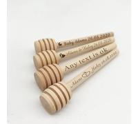 Palitos de miel personalizados, cuchara de miel grabada de madera personalizada, mini palo de panal de abeja de 3 pulgadas, palo agitador de miel para dispensar lloviznas, recuerdos de boda para