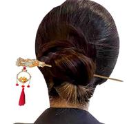 Palitos de pelo para bollos - varitas de pelo chinas vintage,Palitos con pompón linterna brillante, estilo antiguo chino Vintage, accesorios para la fabricación del cabello