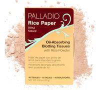 Palladio Papeles faciales de arroz para piel grasa, hojas absorbentes para el rostro hechas de arroz natural, papel absorbente de aceite con polvo de arroz, de doble cara, Natural