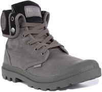 PALLADIUM Holgado Folderable Cordones Lona Caminar Bota Gris Hombre Ru 6-12