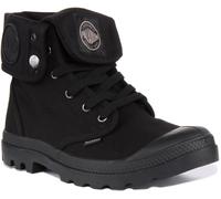 PALLADIUM Holgado Folderable Cordones Lona Caminar Bota Hombre en Negro Ru 6-12