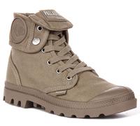 Palladium Holgado No Lavado Troquelado Lona Combate Mujer Botas Caqui GB 4-8