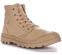 PALLADIUM Monocromo Recortar Abajo Vegano Cordones Lona Bota Media Beis Tan GB 3