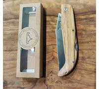 PALLARES Navaja Artesana Pedraforca.Mango de Olivo.Hoja de Acero Inoxidable de 9cm.