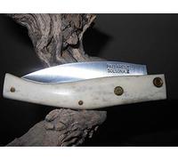 PALLARES SOLSONA Navaja Artesana BUSA, Mango Asta de Ciervo con Pin.Acero Inoxidable,8cm.Regalo de una Piedra de afilar.