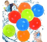 Palloncini d'Acqua Riutilizzabili, 8 Pezzi Gavettoni Riutilizzabili Autosigillanti e a Riempimento Rapido, Palloncini Acqua Colorati in Silicone per Giochi d'Acqua per Bambini Adulti (8 Pcs)
