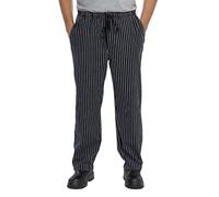 PALLTEX Bruno Pantalones de cocinero 100% algodón, pantalones de cocinero para hombre/mujer, de algodón, con cordón, cintura ajustable EN 13688, rayas, XS