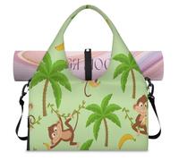 Palm Banana Funny Monkey - Bolsa deportiva de lona para mujeres y hombres, bolsa de fin de semana con compartimento para zapatos, bolsa de hombro para yoga, gimnasio, viajes, color, L, Organizador de