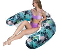 Palm Leaf Pool Float, silla de natación para adultos, con soporte para bebidas, flotador de PVC para adultos, balsa de agua flotante de PVC, piscina para, gran tamaño, una capa para despertar