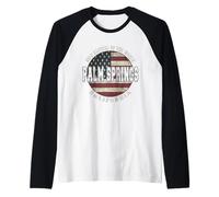 Palm Springs California, Bandera Americana Vintage Camiseta Manga Raglan