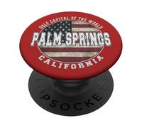 Palm Springs California, Bandera Americana Vintage PopSockets PopGrip Adhesivo