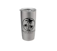 Palm Springs California Desierto Palmeras Vintage Retro Cali Vaso térmico de acero inoxidable de doble pared