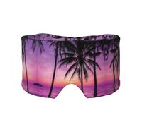 Palm Tree Sunset - Cómoda sombra de ojos para dormir, orejeras para dormir, diadema cálida y diseño de doble cara. Adecuado para meditación y yoga.