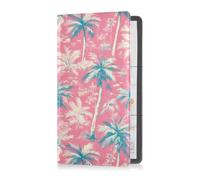 Palm Tree White Peach - Organizador de piel de primera calidad para tarjeta de registro y seguro para identificación, licencia de conducir, tarjetas de información de contacto clave