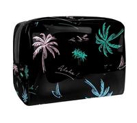 Palm Trees and Hills - Bolsa de cosméticos para mujer, bolsa de aseo de viaje, bolsa grande de PVC para maquillaje, práctica bolsa organizadora con cremallera, multicolor, 18.5x7.5x13cm/7.3x3x5.1in,