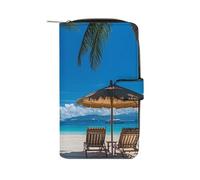 Palm Trees Oceanside in Boracay Island - Cartera larga de piel sintética para mujer, organizador de mano para oficina y viajes