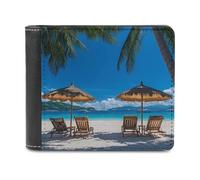 Palm Trees Oceanside in Boracay Island - Cartera plegable de piel sintética con bolsillo, monedero delgado para mujeres y hombres, Estilo:, Talla única
