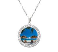Palm Trees Oceanside in Boracay Island - Collar ajustable para mujer, joyería colgante para mamá, esposa, novia, talla única, Metal