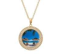 Palm Trees Oceanside in Boracay Island - Collar ajustable para mujer, joyería colgante para mamá, esposa, novia, talla única, Metal