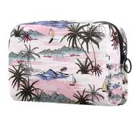 Palm Trees Sailboat Sea Island Landscape - Neceser para mujer, neceser de viaje, bolsa organizadora de maquillaje grande con cremallera, multicolor, 18.5x7.5x13cm/7.3x3x5.1in, Neceser