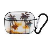 Palm Trees Sunset AirPods Pro 2 - Funda protectora rígida a prueba de golpes para mujeres y hombres, compatible con Airpod Pro de 2ª y 1ª generación con llavero, color negro