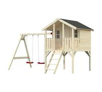 Palmako Caseta infantil Toby set con columpio (L x An x Al: 284 x 421 x 287 cm, Madera, Marróm)