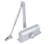PALMAT - Cierrapuertas Hidráulico Automático - Ajustable, Cierre Automático, Ideal para Hogar y Comercial, Brazo Normal, Con Retenedor (80-120 Kg, Plata)