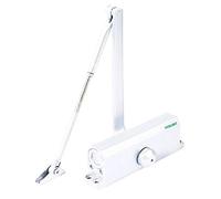 PALMAT - Cierrapuertas Hidráulico Automático - Ajustable, Cierre Automático, Ideal para Hogar y Comercial, Brazo Normal, Con Retenedor (80-120 Kg, Blanco)