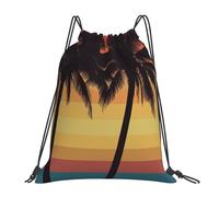 Palmera Al Atardecer Bolsa con Cordón Fácil De Doblar Bolsas De Gimnasia Ligera Bolsa De Deporte para Viaje Playa Yoga 36X42Cm