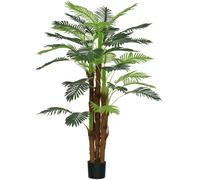 Palmera artificial Outsunny de 1,6 m de altura, tronco de árbol artificial, ramas, lichenes, hojas, gran realismo, maceta incluida
