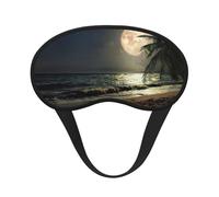 Palmera de playa tropical con estampado de noche estrellada y luna llena, cubreojos ajustable para dormir, cómodo, sin presión y transpirable