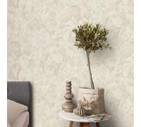 Erismann Papel pintado Juegos de Luz Palma Hoja - Vinilo texturizado tropical Crema 10416-02