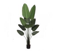 Palmera platanera artificial de 160cm - planta tropical banano grande con hojas realistas y maceta negra para interior 15 cm