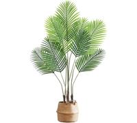 Palmeras artificiales de 130 cm, plantas artificiales grandes con 9 hojas, palmeras artificiales de areca en maceta de plástico, para interior y exterior, hogar, oficina, jardín, regalo de
