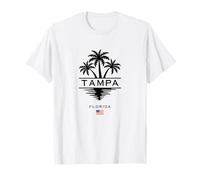 Palmeras con bandera americana retro de Tampa Florida USA FL Camiseta
