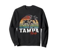 Palmeras con bandera americana retro de Tampa Florida USA FL Sudadera