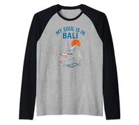 Palmeras de Bali Mi Alma está en Bali Vintage Womens Beach Life Camiseta Manga Raglan