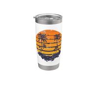 Palmeras de los Mares del Sur con un gran amanecer Vaso térmico de acero inoxidable de doble pared